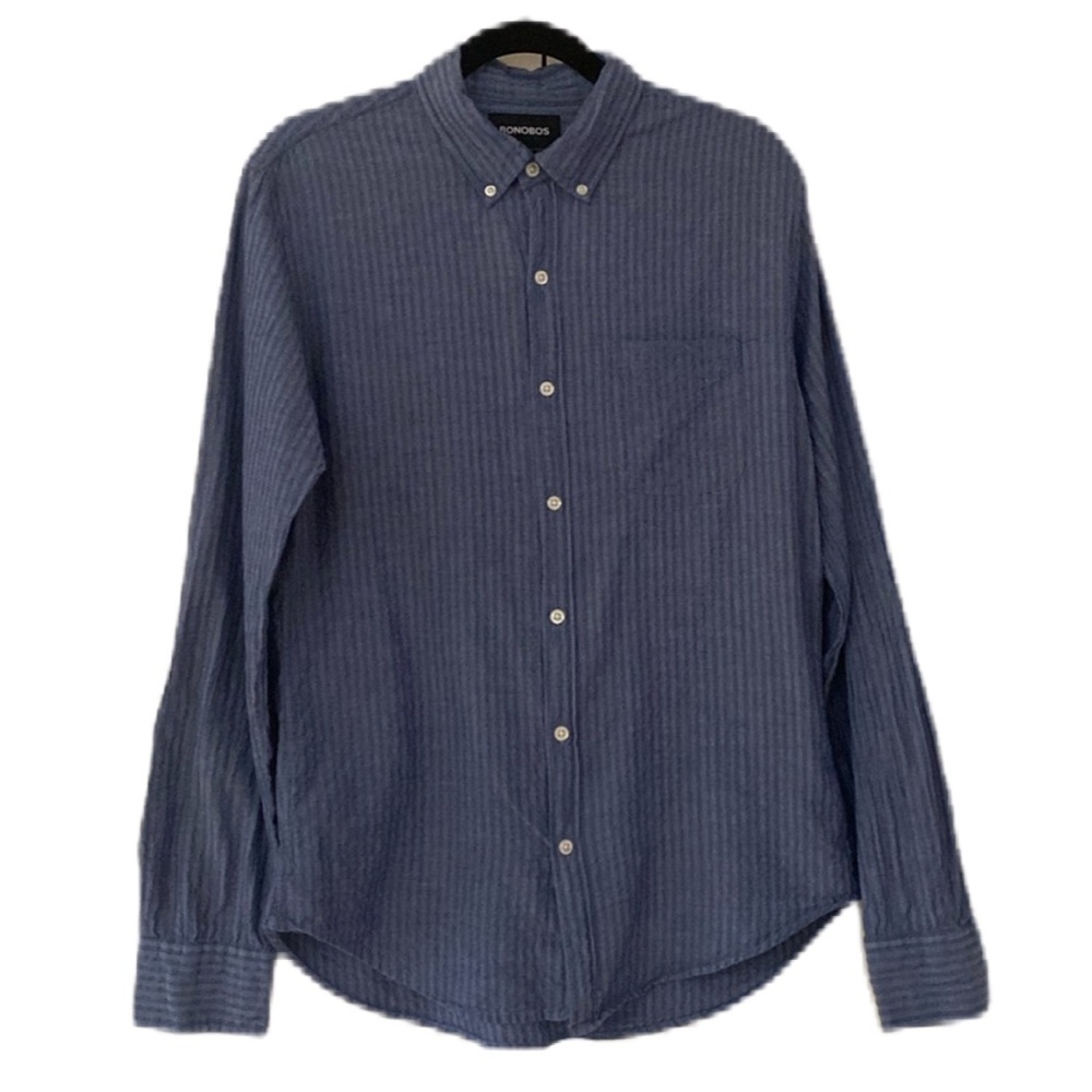 Bonobos Slim‎ Fit Stripe Cotton Button Down Shirt Blue Size Large Casual Button